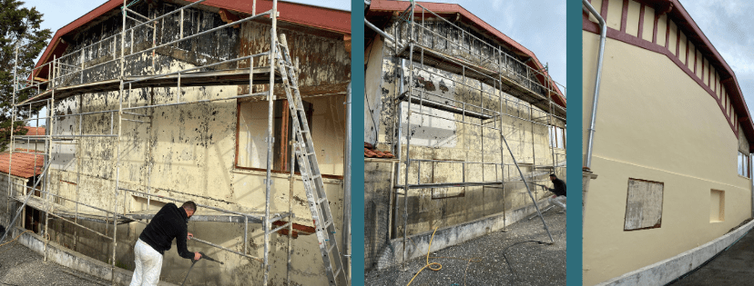 Comparatif avant après peinture façade villa Hossegor rénovation réussie